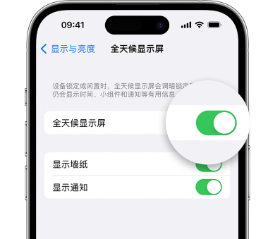 新泰苹果15预约维修分享iPhone15如何设置全天候显示屏幕可见 